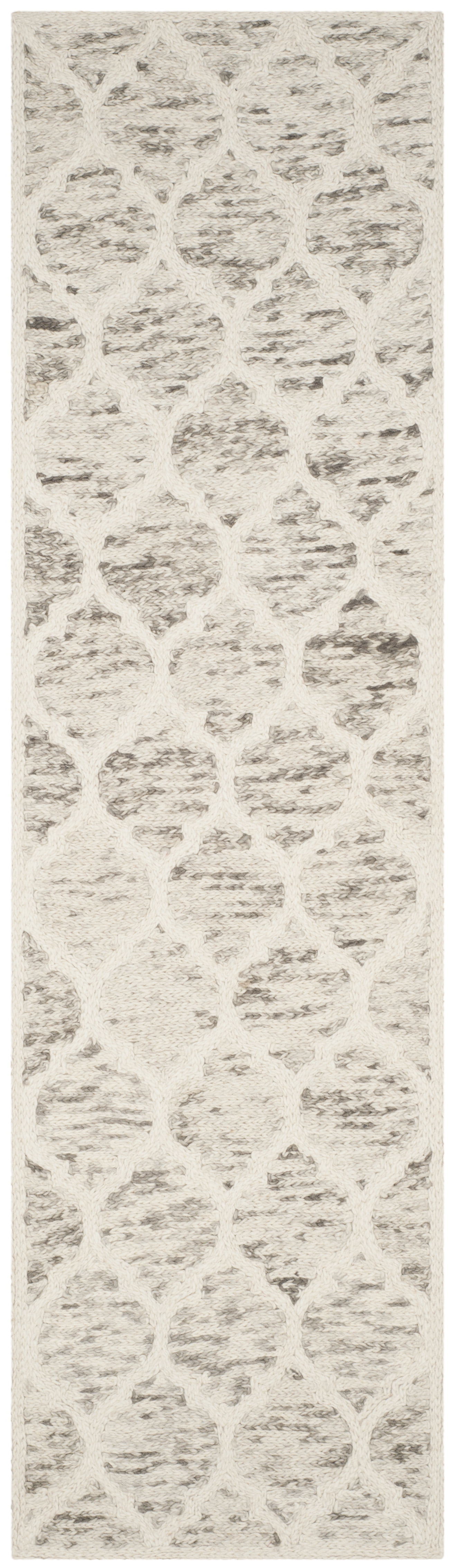 Hand-Loomed Gray Wool Transitional Stripe Rug 27"x7"