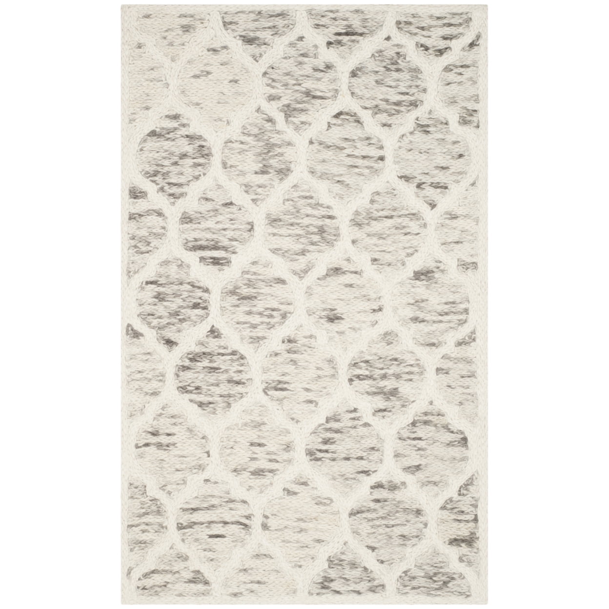 Himalaya Grey and Ivory Hand-Knotted Wool Area Rug 3' x 5'