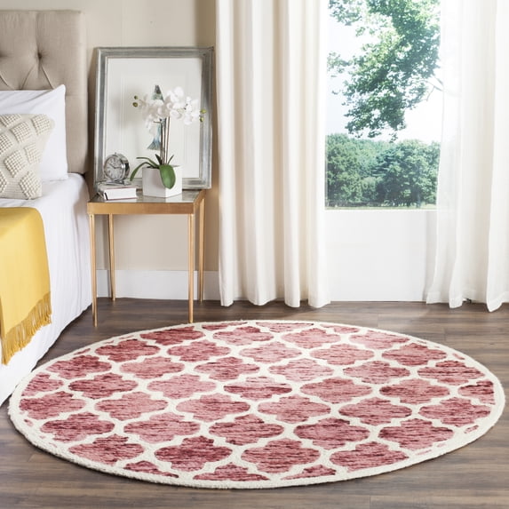 Safavieh Himalaya Carmella Distressed Wool Area Rug, Red/Ivory, 6' x 6' Round
