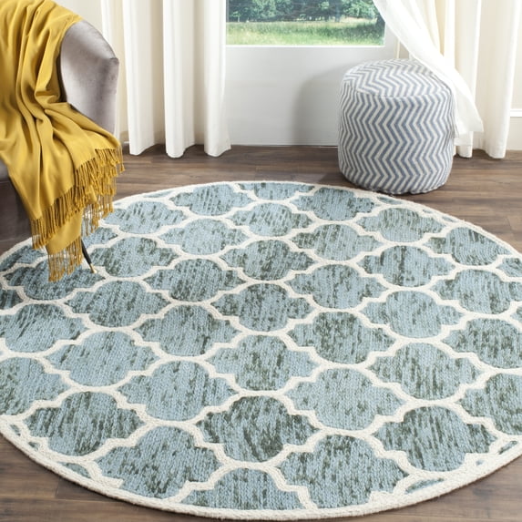 Safavieh Himalaya Carmella Distressed Wool Area Rug, Turquoise/Ivory, 6' x 6' Round