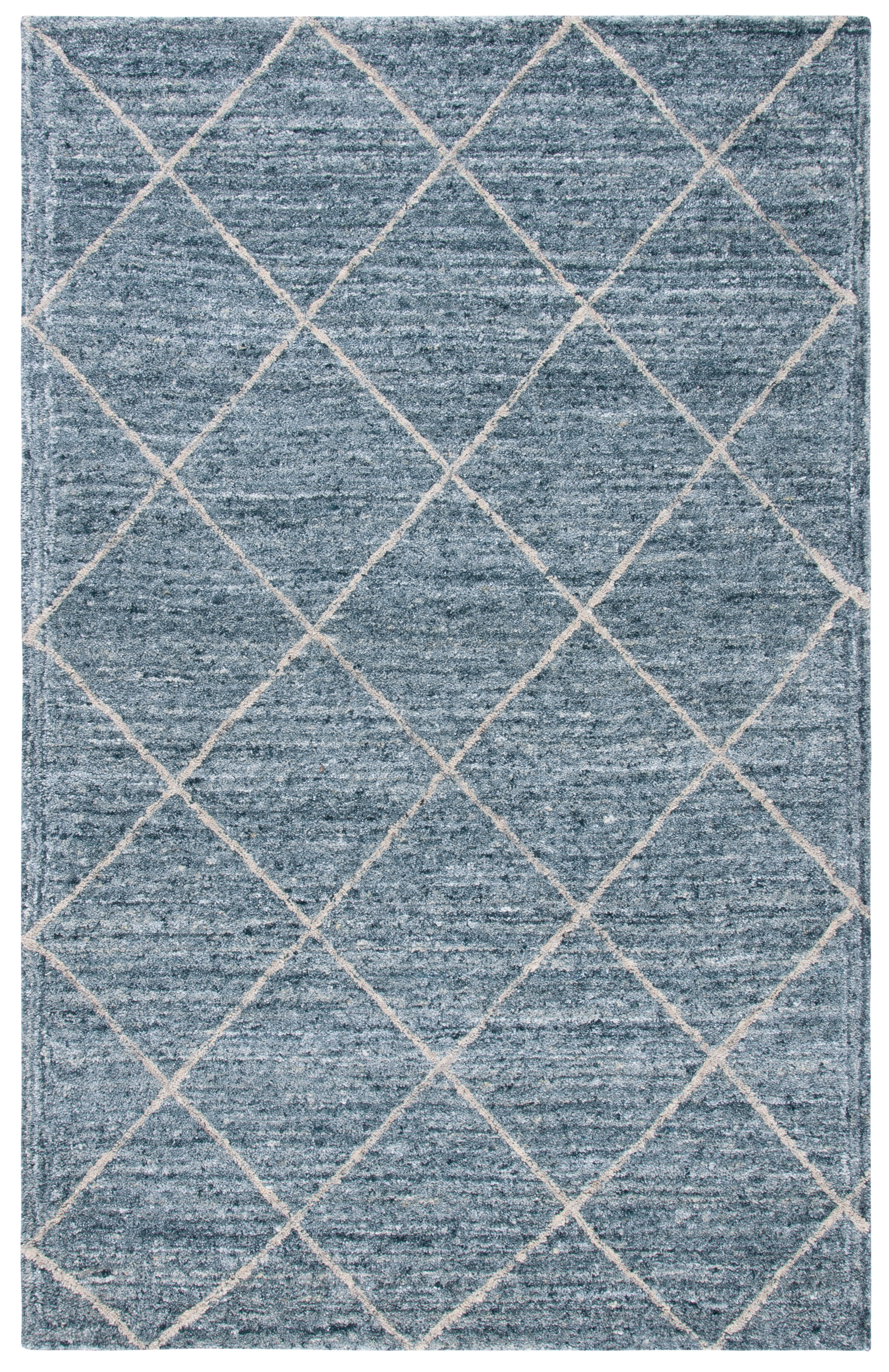 Handmade Himalaya Blue Wool Tufted 5' x 8' Area Rug