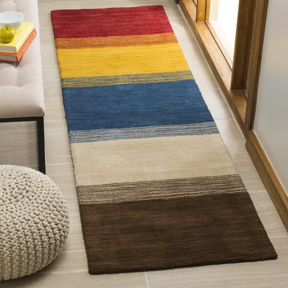 Safavieh Himalaya Cleto Striped Wool Runner Rug, Orange/Multi, 2'3" x 12'