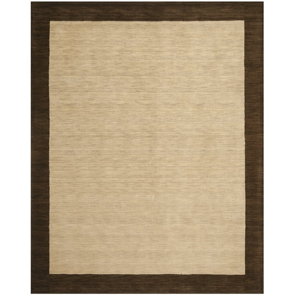 SAFAVIEH Himalaya Cenric Solid Wool Area Rug, Beige/Dark Brown, 8' x 10'