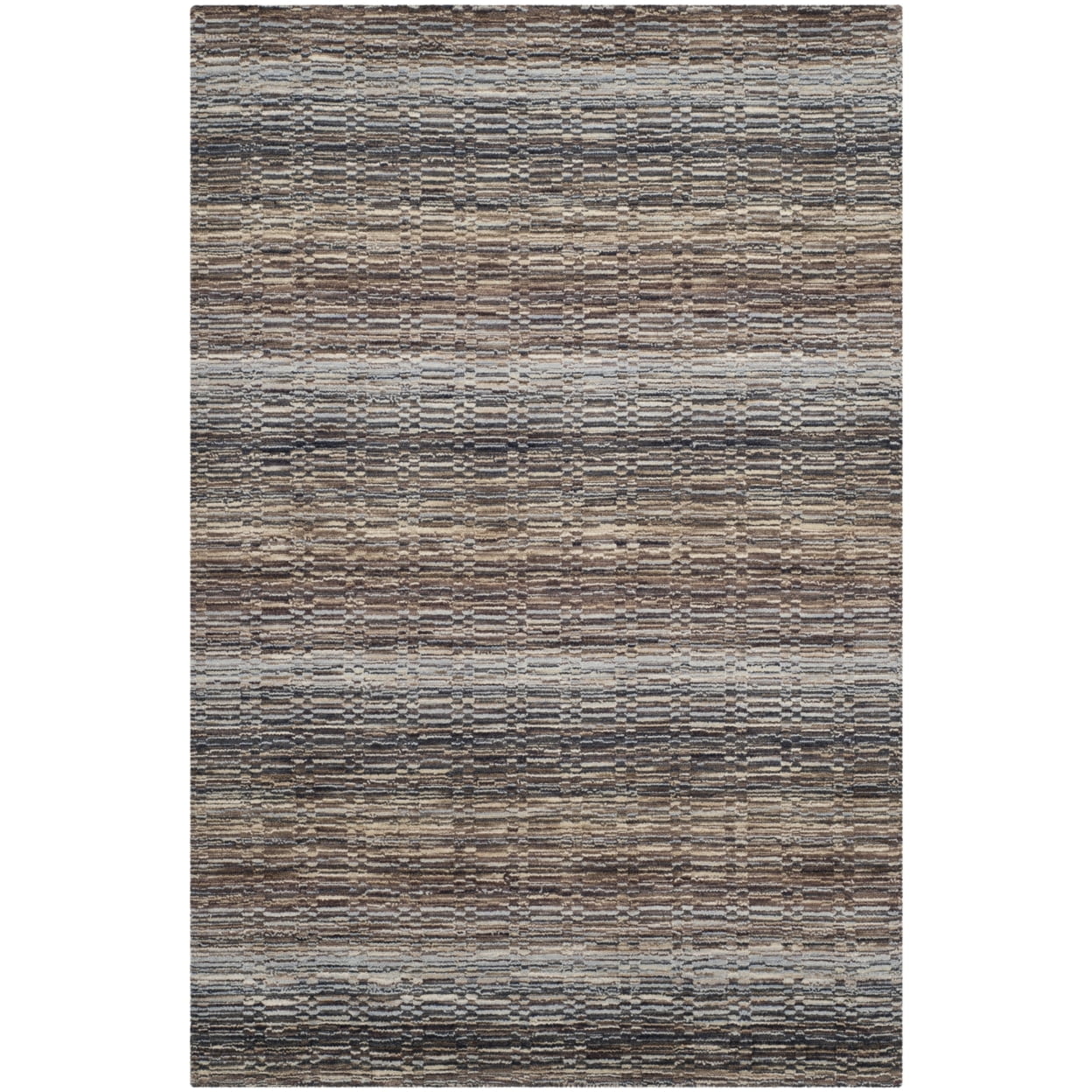 Gray Hand-Knotted Wool 4' x 6' Rectangular Rug
