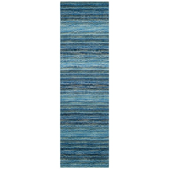SAFAVIEH Himalaya Branden Striped Wool Runner Rug, Blue/Multi, 2'3" x 6'