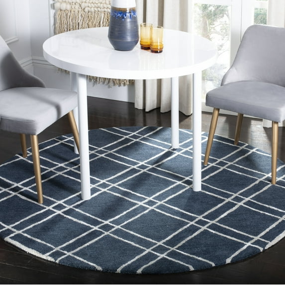 Safavieh Himalaya Maralyn Geometric Wool Area Rug, Navy/Silver, 6' x 6' Round