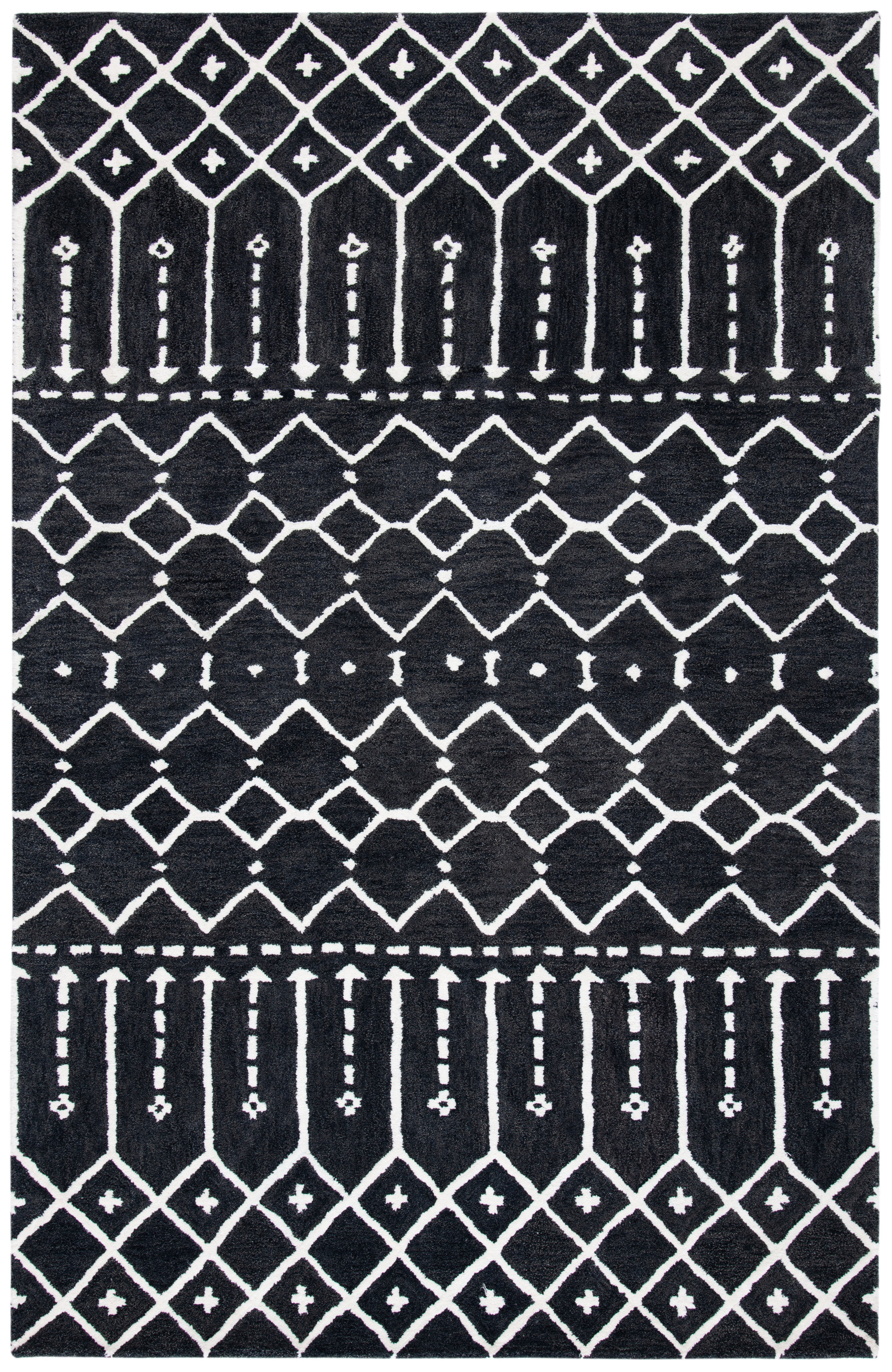 Handmade Gray Wool Tufted Rectangular Rug 6' x 9'