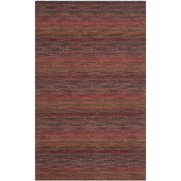 SAFAVIEH Himalaya Lagrange Solid Wool Area Rug, Red/Multi, 6' x 6' Square
