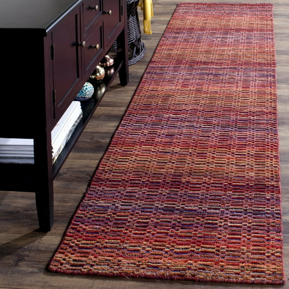SAFAVIEH Himalaya Lagrange Solid Wool Runner Rug, Red/Multi, 2'3" x 6'