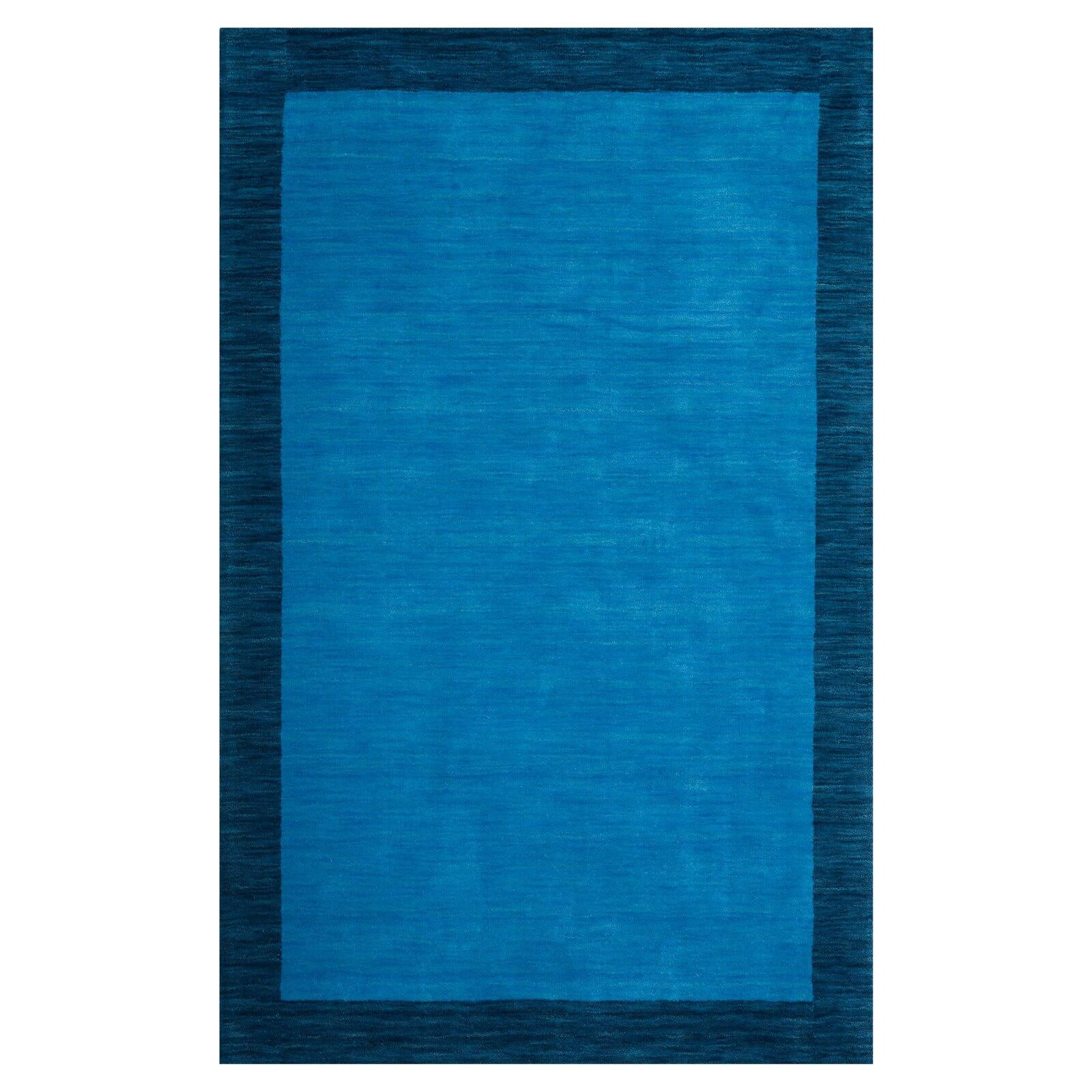 Hand-Knotted Artisan Blue Wool 6' x 9' Rectangular Area Rug