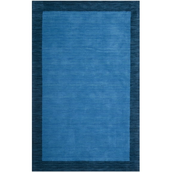 SAFAVIEH Himalaya Lexine Solid Wool Area Rug, Light Blue/Dark Blue, 5' x 8'