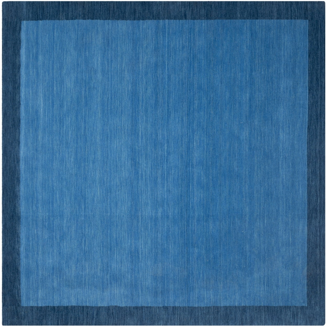 Handmade Square Light Blue and Dark Blue Wool Area Rug