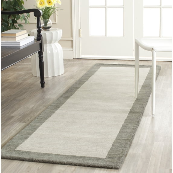 Safavieh Himalaya Lexine Solid Wool Runner Rug, Light Gray/Dark Gray, 2'3" x 12'