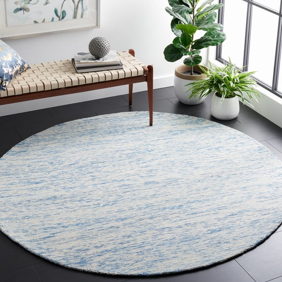 Safavieh Himalaya Luvenia Distressed Wool Area Rug, Blue, 6' x 6' Round