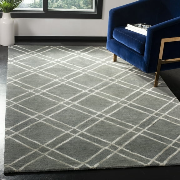 SAFAVIEH Himalaya Maralyn Geometric Wool Area Rug, Dark Grey/Ivory, 8' x 10'