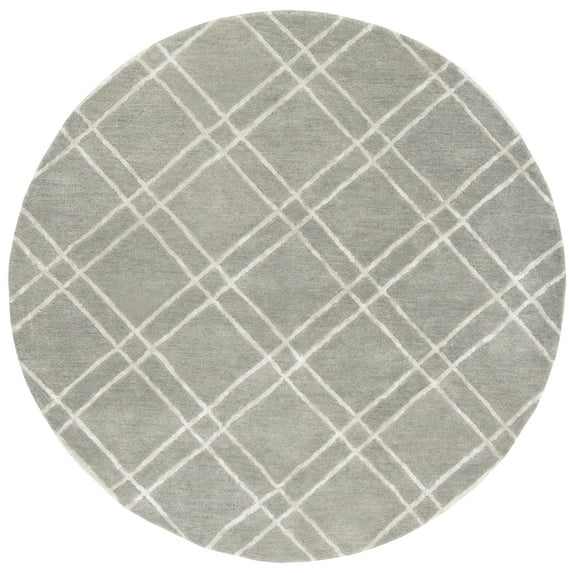 SAFAVIEH Himalaya Maralyn Geometric Wool Area Rug, Grey/Silver, 6' x 6' Round