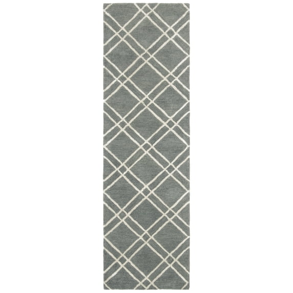 SAFAVIEH Himalaya Maralyn Geometric Wool Runner Rug, Dark Grey/Ivory, 2'3" x 10'