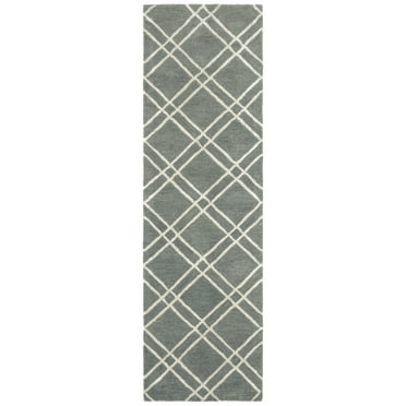 SAFAVIEH Himalaya Maralyn Geometric Wool Runner Rug, Dark Grey/Ivory, 2'3" x 12'