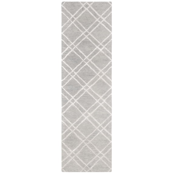 SAFAVIEH Himalaya Maralyn Geometric Wool Runner Rug, Grey/Silver, 2'3" x 10'
