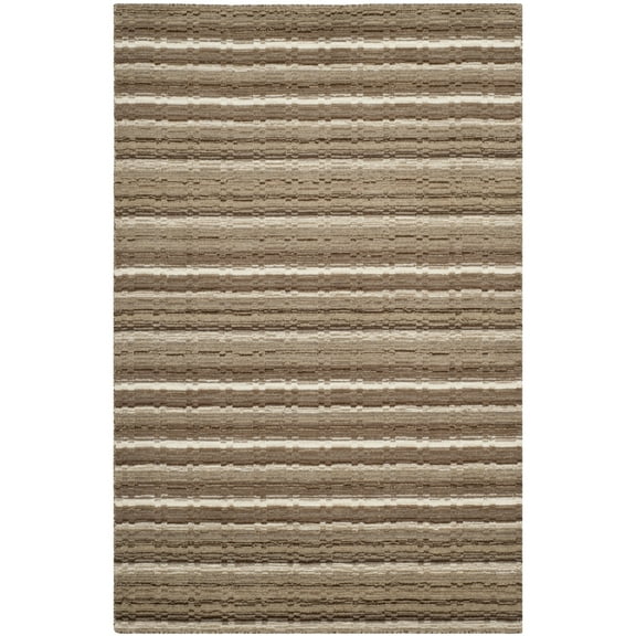 SAFAVIEH Himalaya Normand Solid Wool Area Rug, Natural/Multi, 4' x 6'