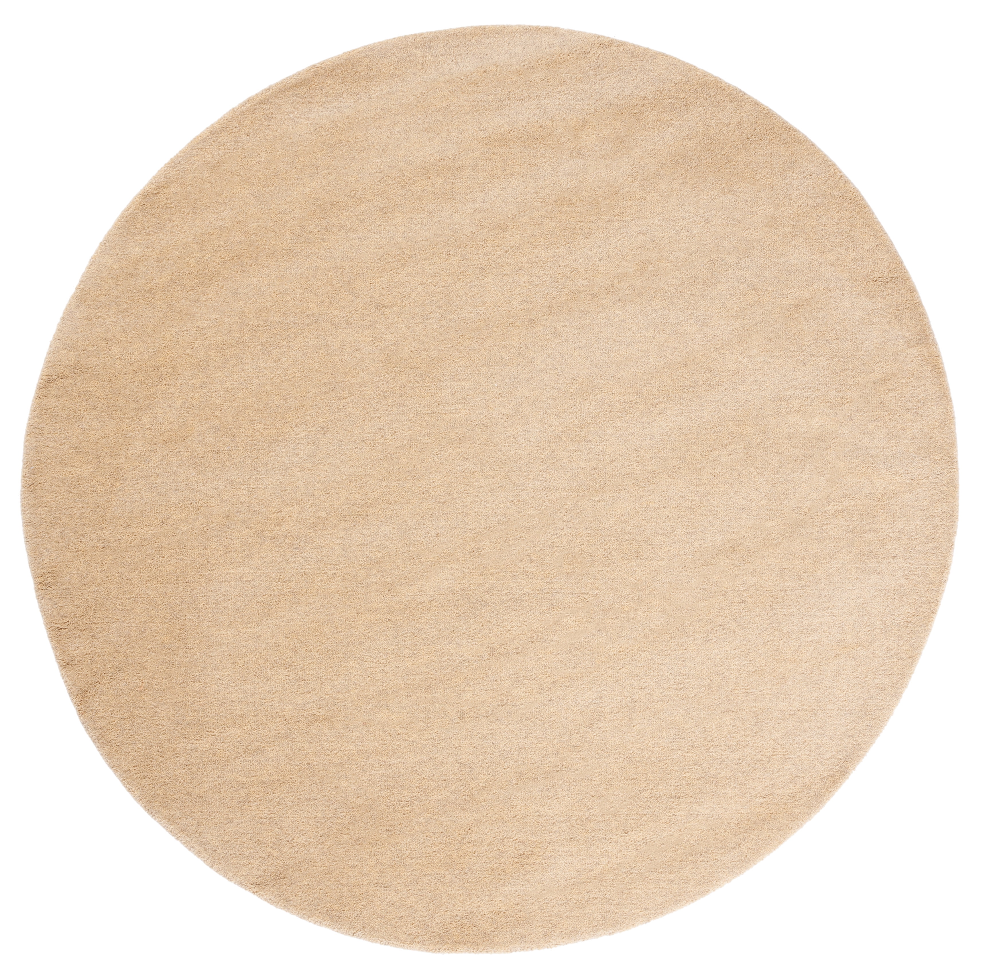 Beige Round Hand-Tufted Wool Area Rug, 6'