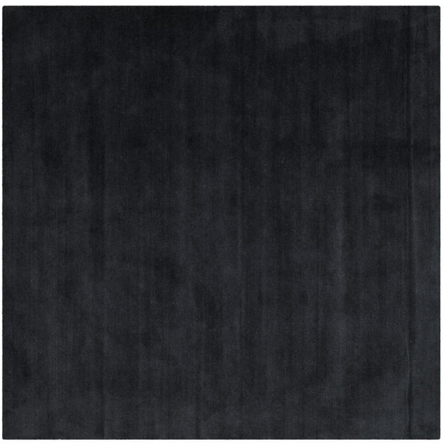 SAFAVIEH Himalaya Rachelle Solid Wool Area Rug, Black, 4' x 4' Square