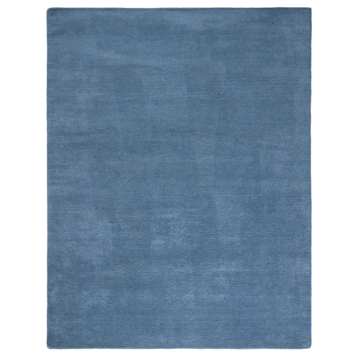 Handmade Coastal Blue Solid Wool Rectangular Accent Rug