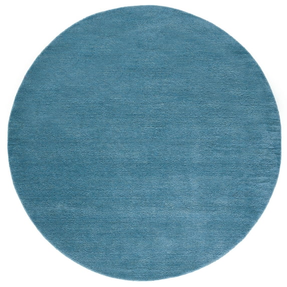 SAFAVIEH Himalaya Rachelle Solid Wool Area Rug, Blue, 4' x 4' Round