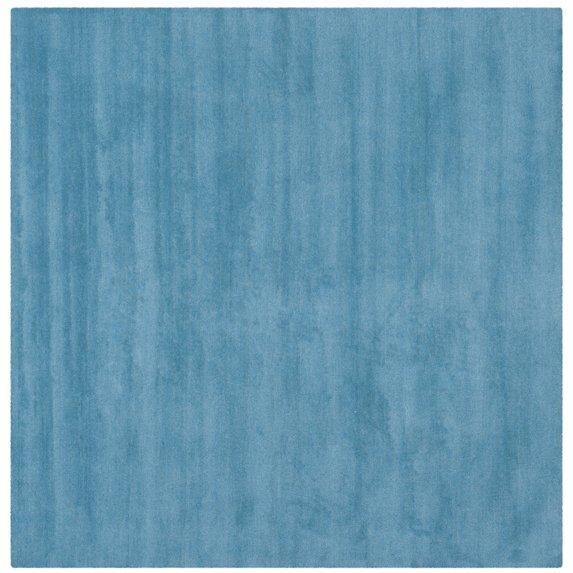 SAFAVIEH Himalaya Rachelle Solid Wool Area Rug, Blue, 6' x 6' Square