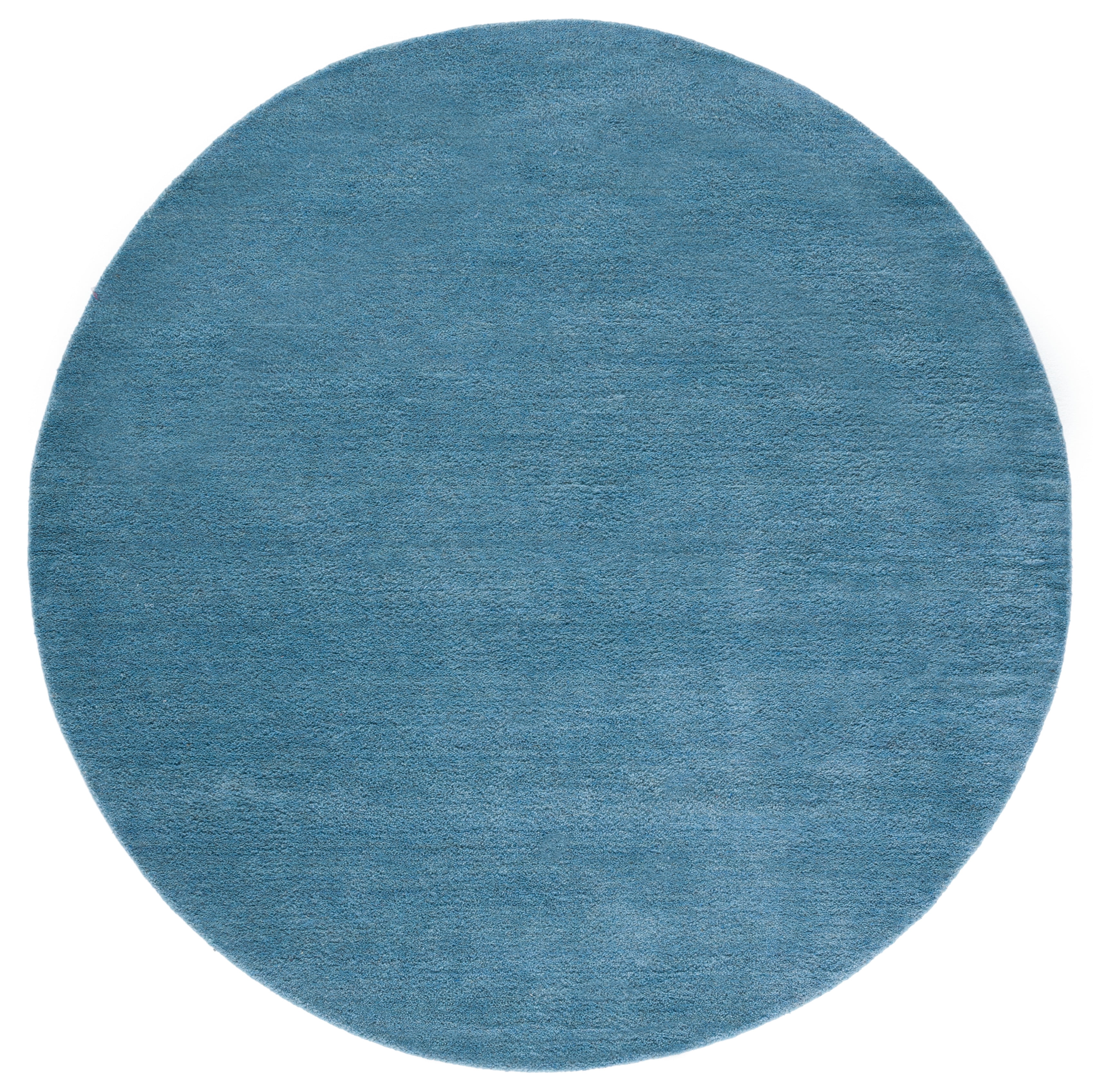 Himalaya Blue Round Tufted Wool Shag Rug, 8' x 8'