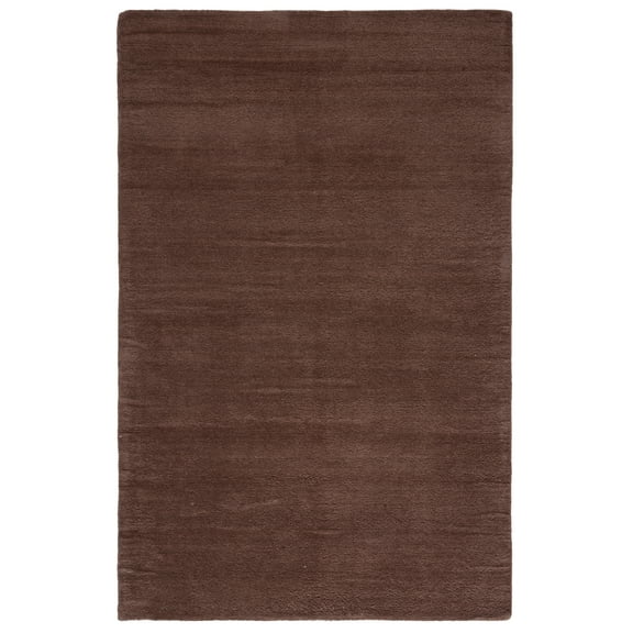 SAFAVIEH Himalaya Rachelle Solid Wool Area Rug, Brown, 5' x 8'