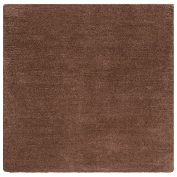 SAFAVIEH Himalaya Rachelle Solid Wool Area Rug, Brown, 6' x 6' Square