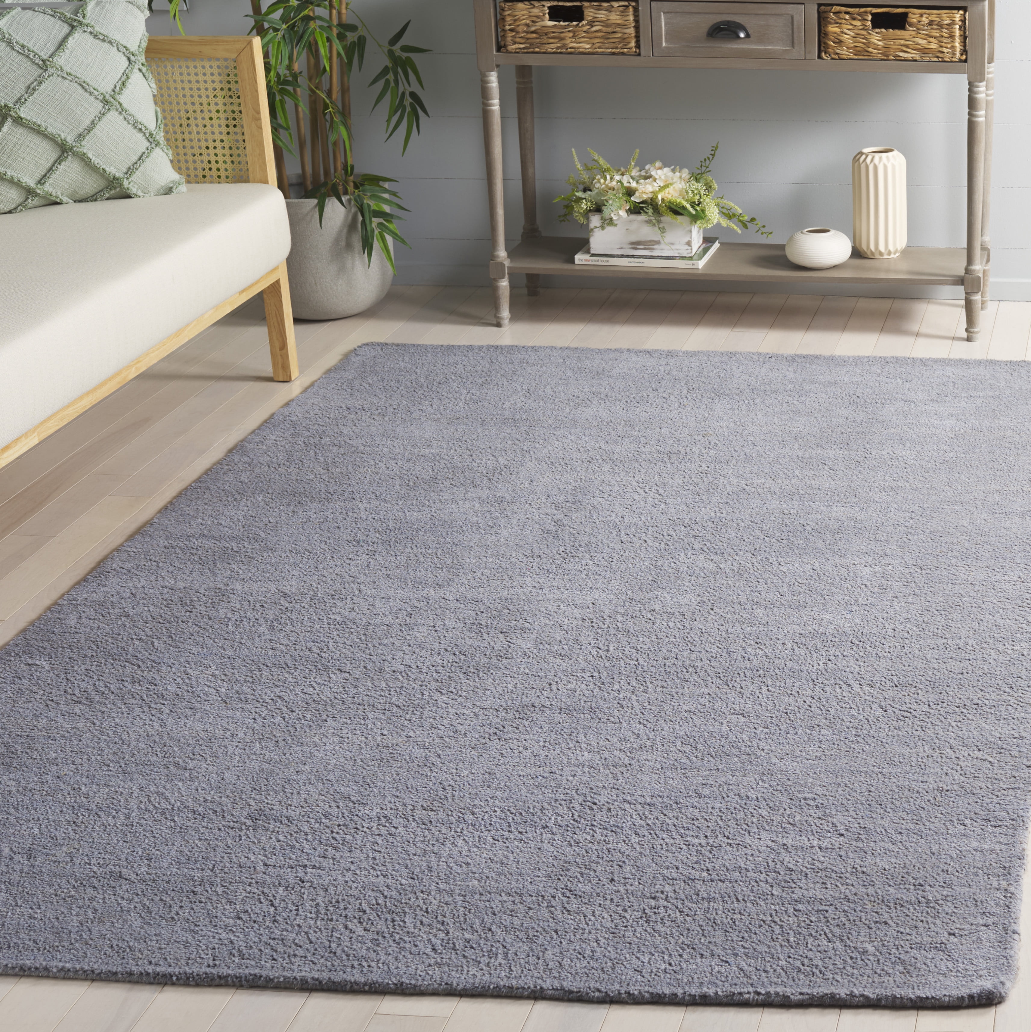 SAFAVIEH Himalaya Rachelle Solid Wool Area Rug, Grey, 6' x 9'
