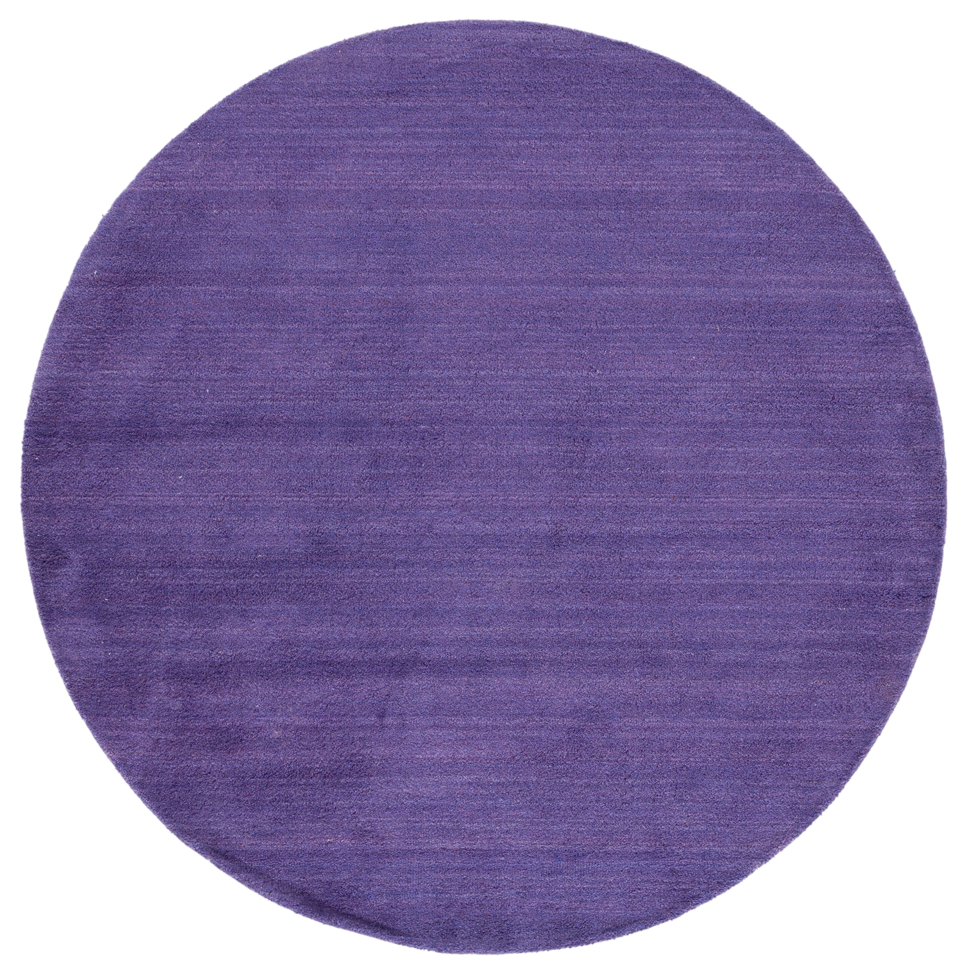 Handmade Purple Wool Round Area Rug, 4' Diameter