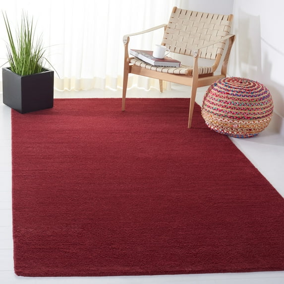 SAFAVIEH Himalaya Rachelle Solid Wool Area Rug, Red, 2' x 3'