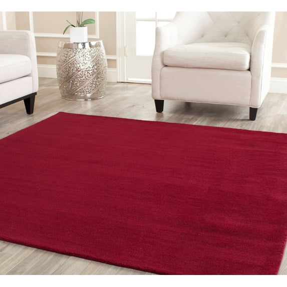 SAFAVIEH Himalaya Rachelle Solid Wool Area Rug, Red, 6' x 6' Square