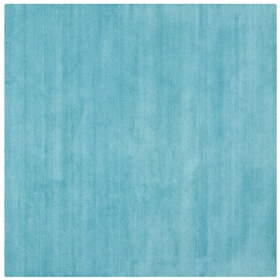 SAFAVIEH Himalaya Rachelle Solid Wool Area Rug, Turquoise, 6' x 6' Square