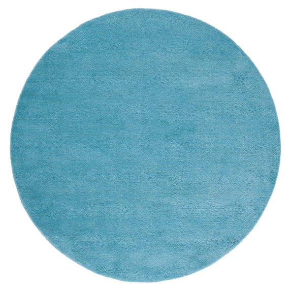 SAFAVIEH Himalaya Rachelle Solid Wool Area Rug, Turquoise, 8' x 8' Round