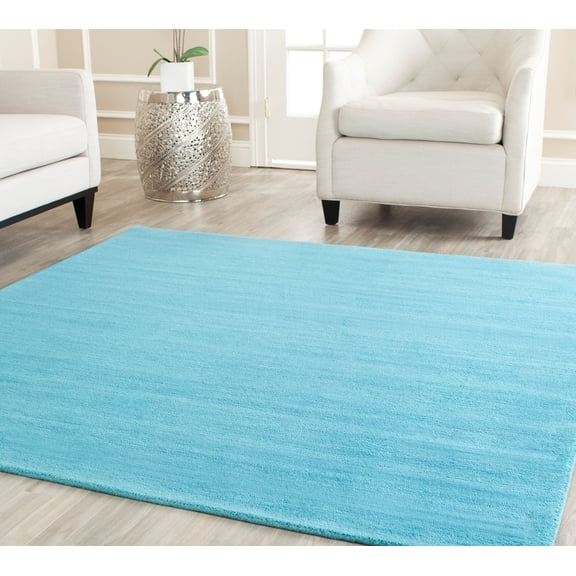SAFAVIEH Himalaya Rachelle Solid Wool Area Rug, Turquoise, 8' x 8' Square