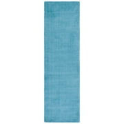 SAFAVIEH Himalaya Rachelle Solid Wool Runner Rug, Turquoise, 2'3" x 16'