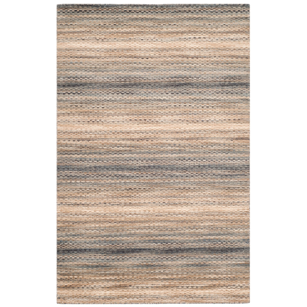 Gray Hand-Knotted Wool Rectangular Area Rug, 4' x 6'