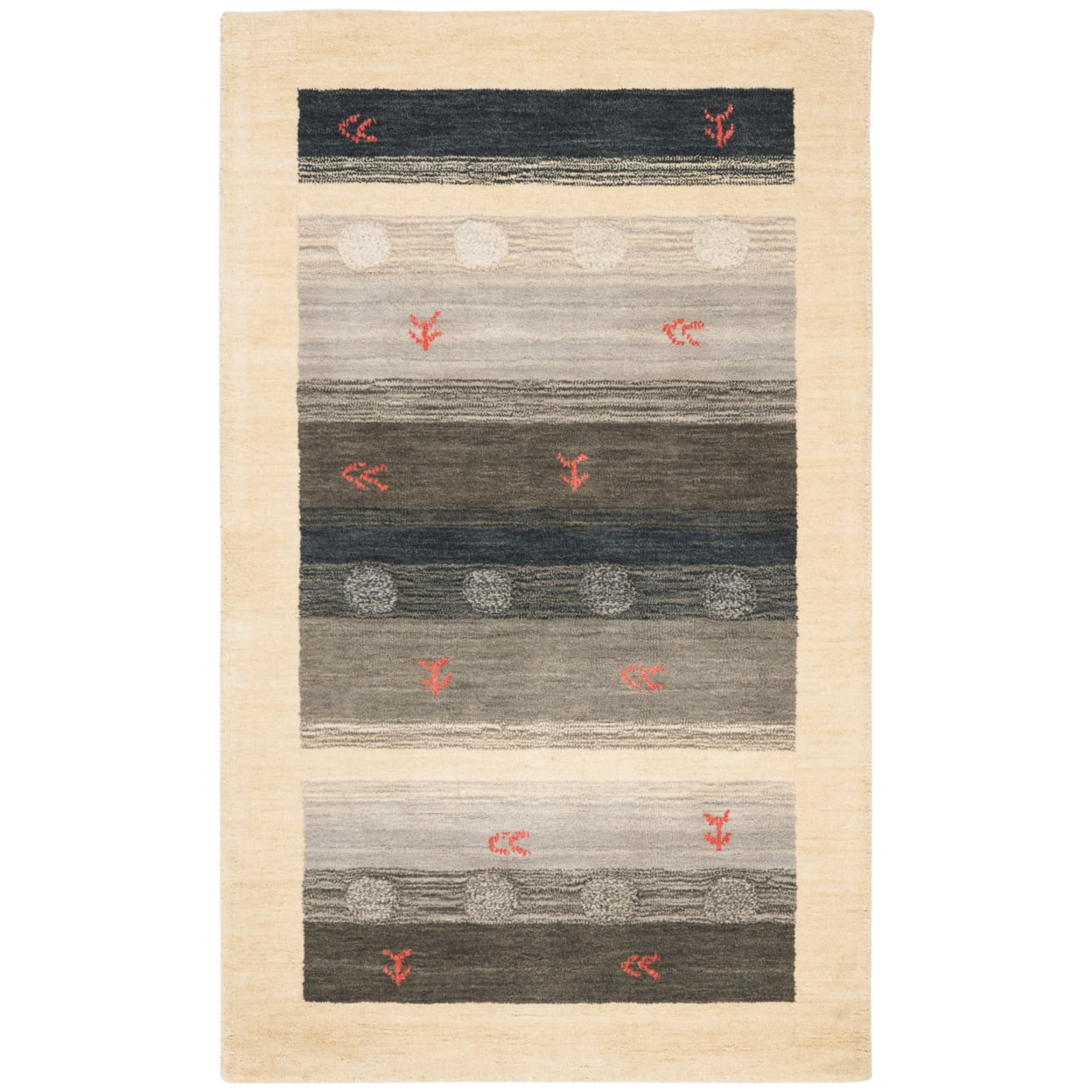 Hand-Knotted Gray Wool Reversible Area Rug, 3' x 5'