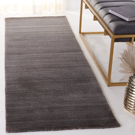 SAFAVIEH Himalaya Vince Overdyed Striped Wool Runner Rug, Charcoal, 2'3" x 8'