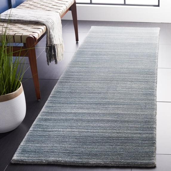 SAFAVIEH Himalaya Vince Overdyed Striped Wool Runner Rug, Slate/Blue, 2'3" x 8'
