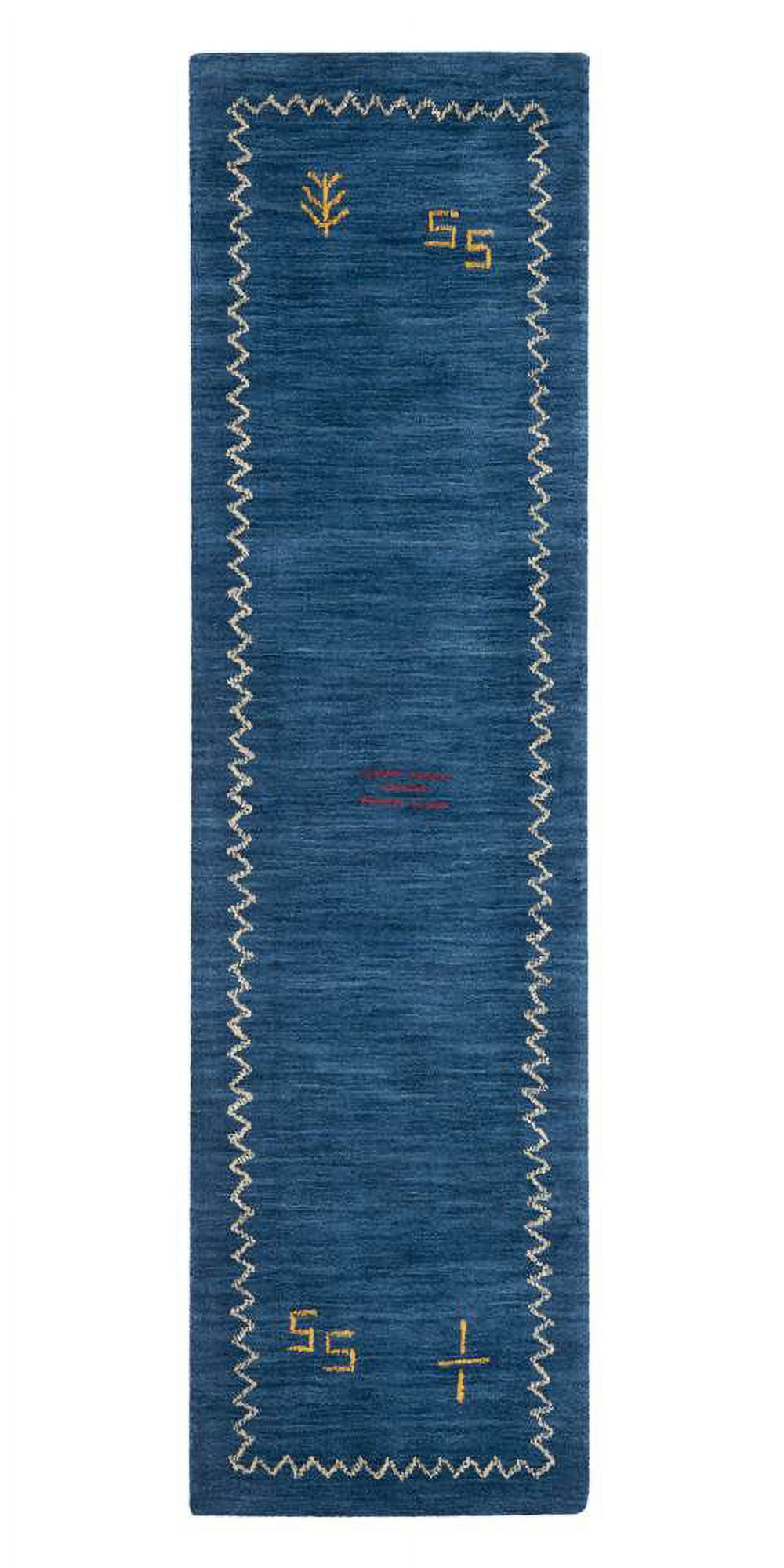 Himalaya Blue Wool Hand-Knotted Runner Rug 2'3" x 6'