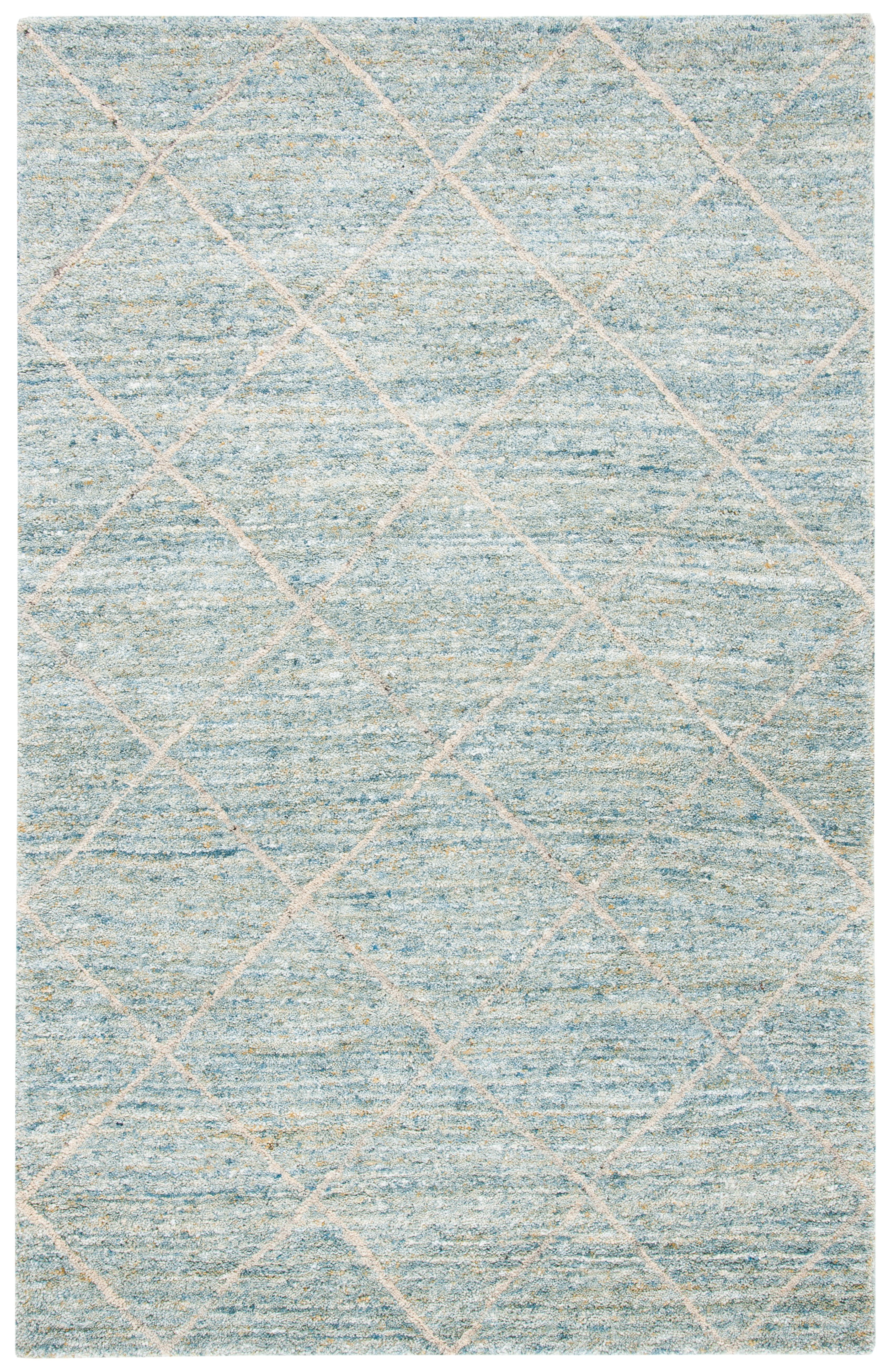 Hand-Tufted Artisan Blue Wool Rectangular Rug 6' x 9'