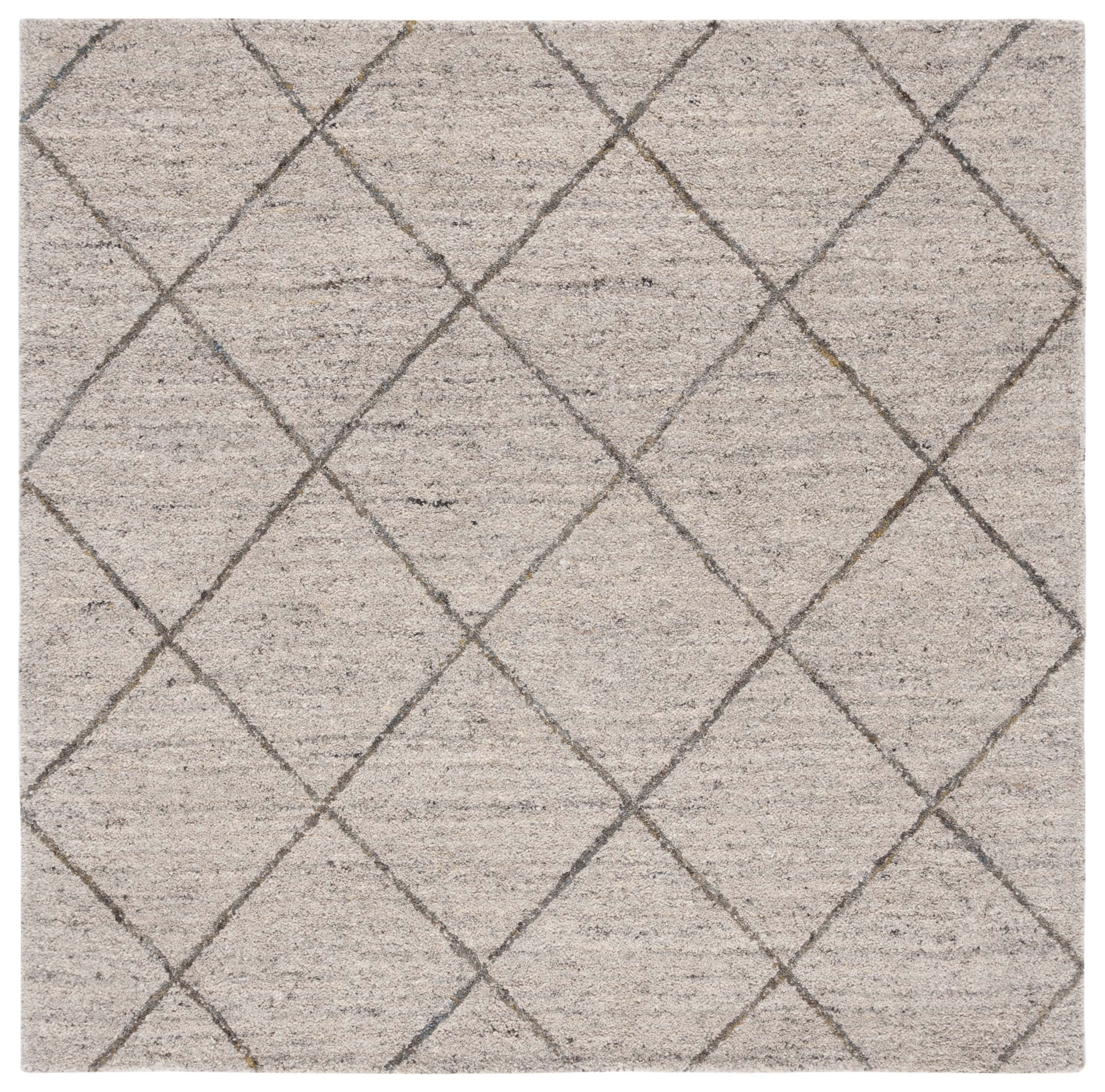 Ivory Hand-Tufted Wool Square Area Rug, 6' x 6'