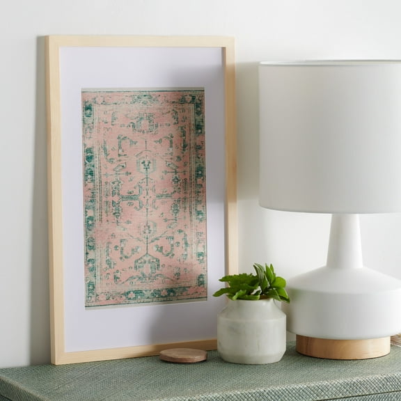 SAFAVIEH Historia 23 in. Framed Textile Wall Art, Green/Pink