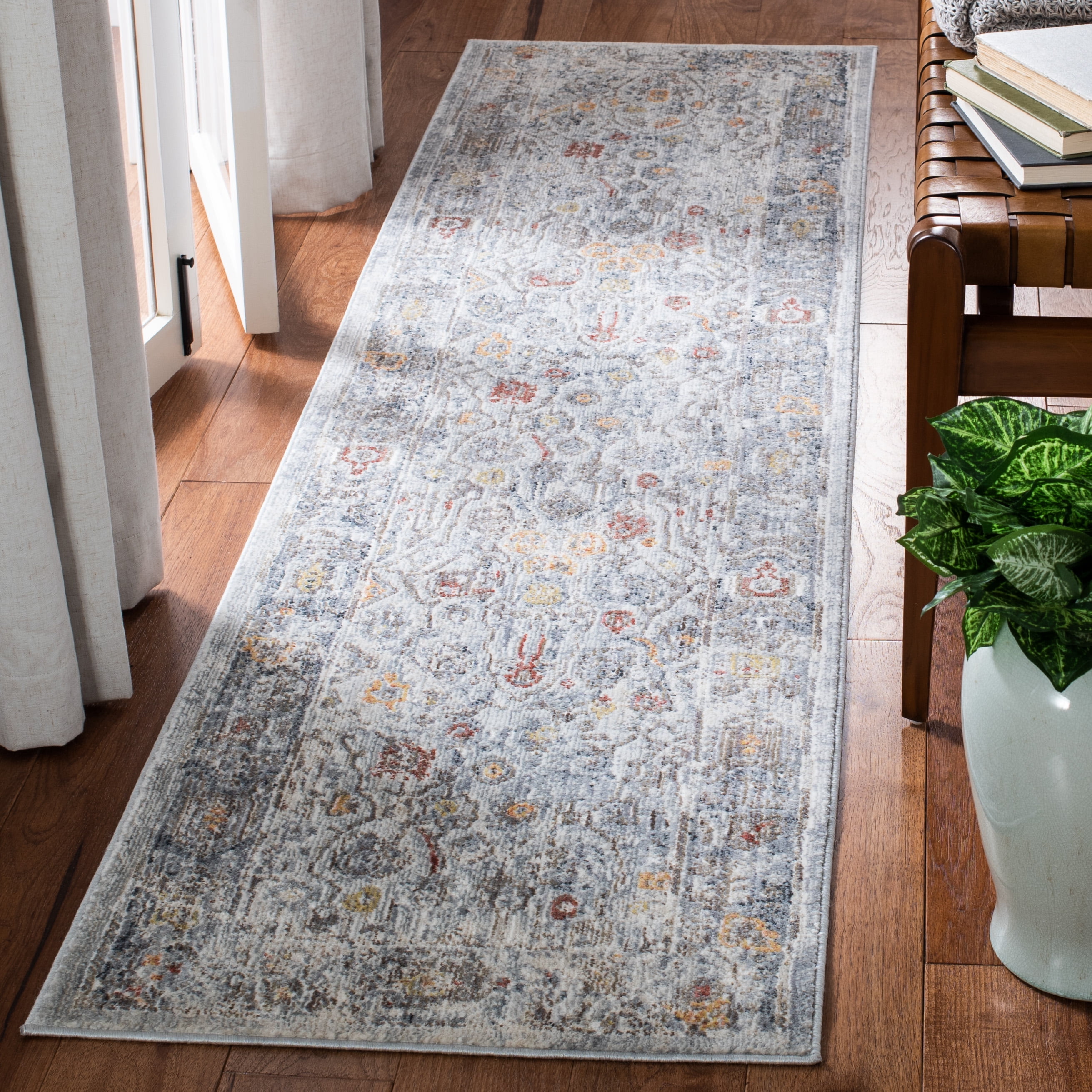 Safavieh History Keiran Distressed Runner Rug, Light Gray/Gold, 3' x 10'