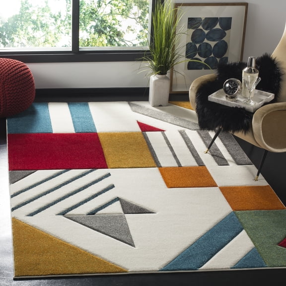 Safavieh Hollywood Becky Abstract Area Rug, Ivory/Peacock Blue, 6'7" x 9'